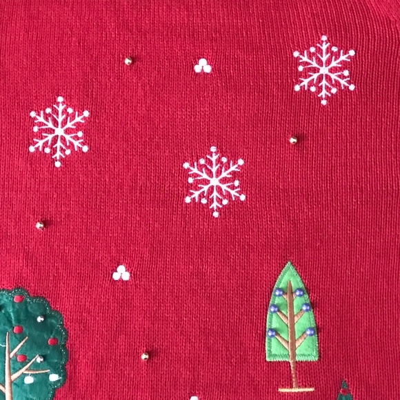 WHITE STAG Christmas Sweater Plus Size 2X 18W 20W Snowflake Reindeer Holiday Red - Picture 9 of 16